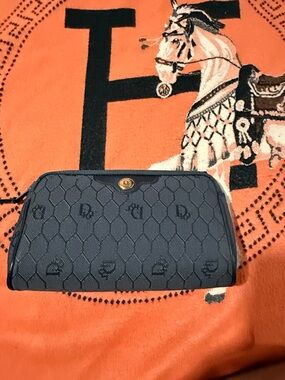 Designer-Inspired Navy Quilted Cosmetic Pouch Dior